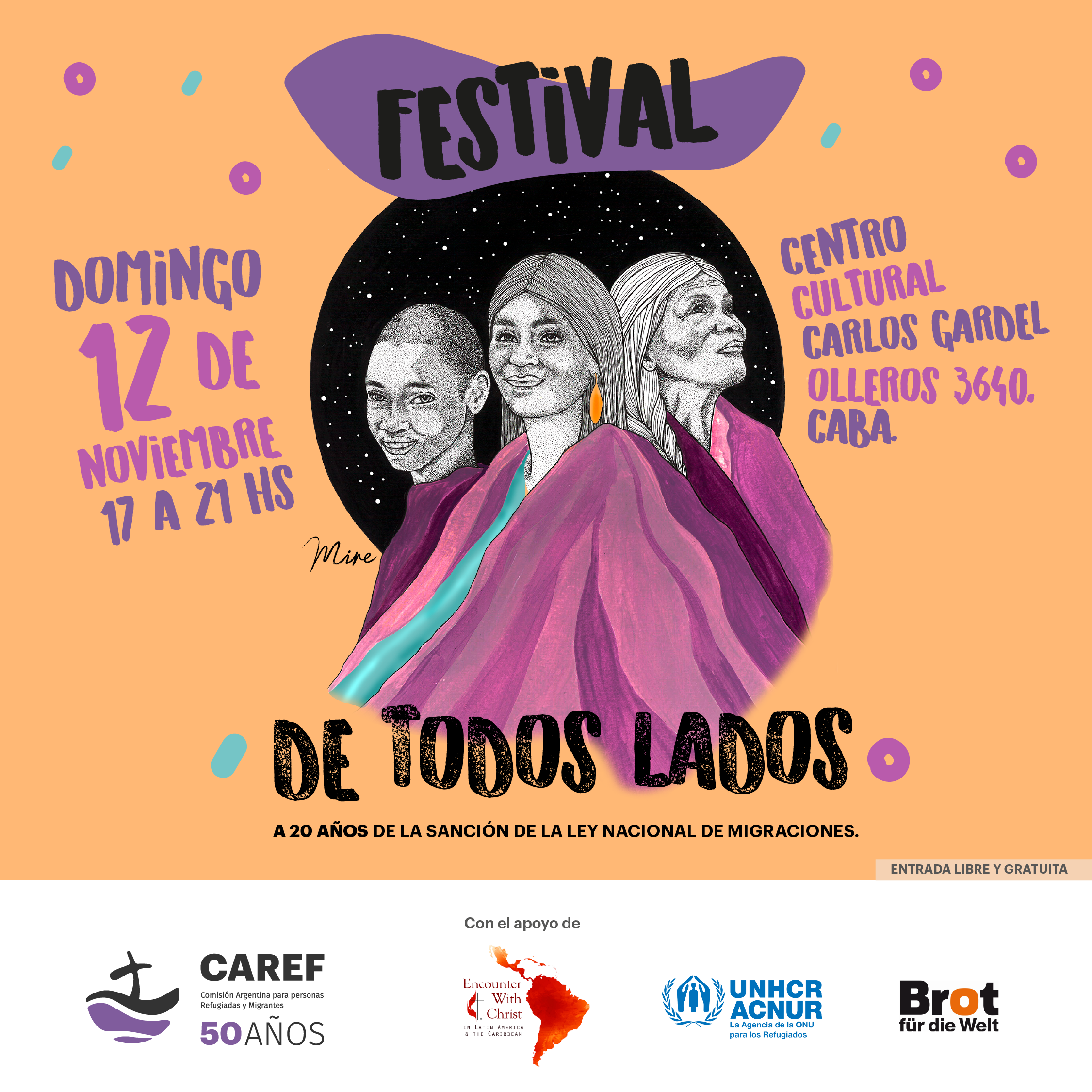 “De todos lados”, un festival para celebrar los 50 años de CAREF y el vigésimo aniversario de la Ley Nacional de Migraciones